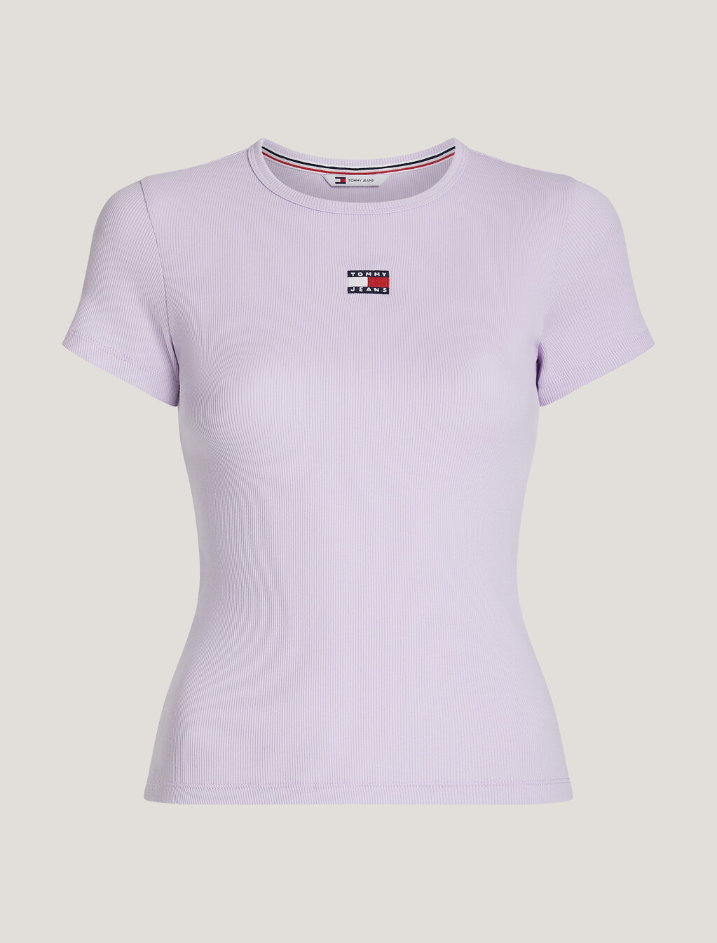 Slim Badge Ribbed T-Shirt, Lavender Flower, hi-res