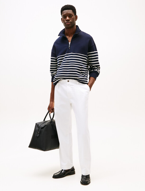 Stripe Half-Zip Relaxed Sweatshirt