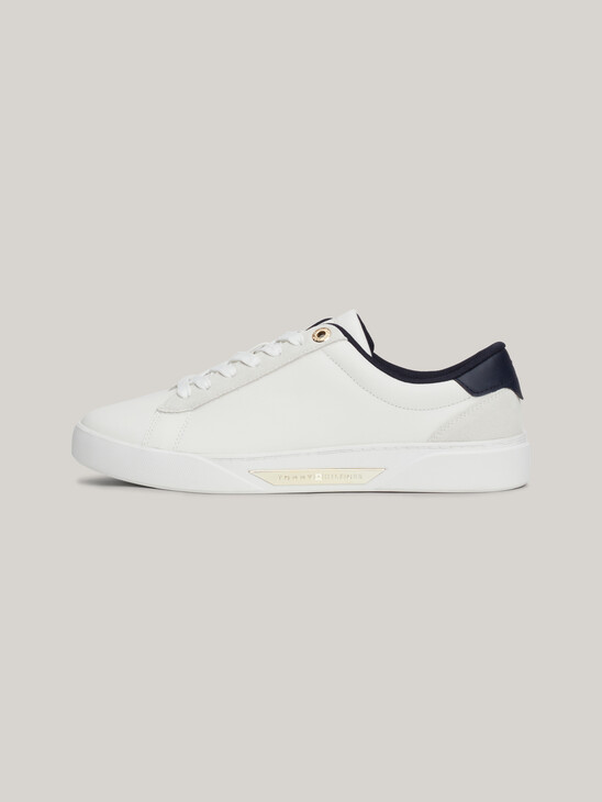 Metal Hardware Leather Court Trainers