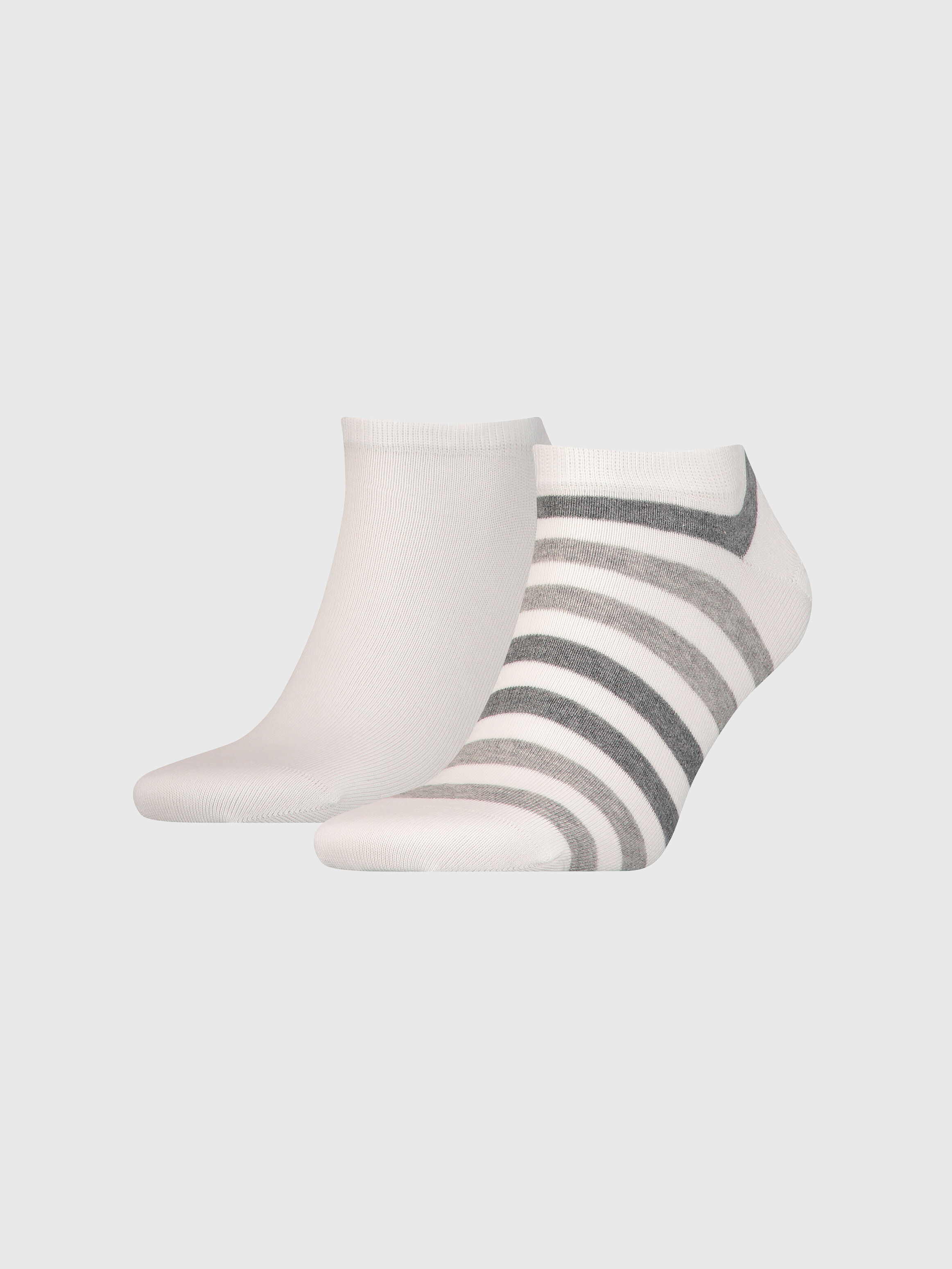 兩色條紋運動鞋型船襪 white