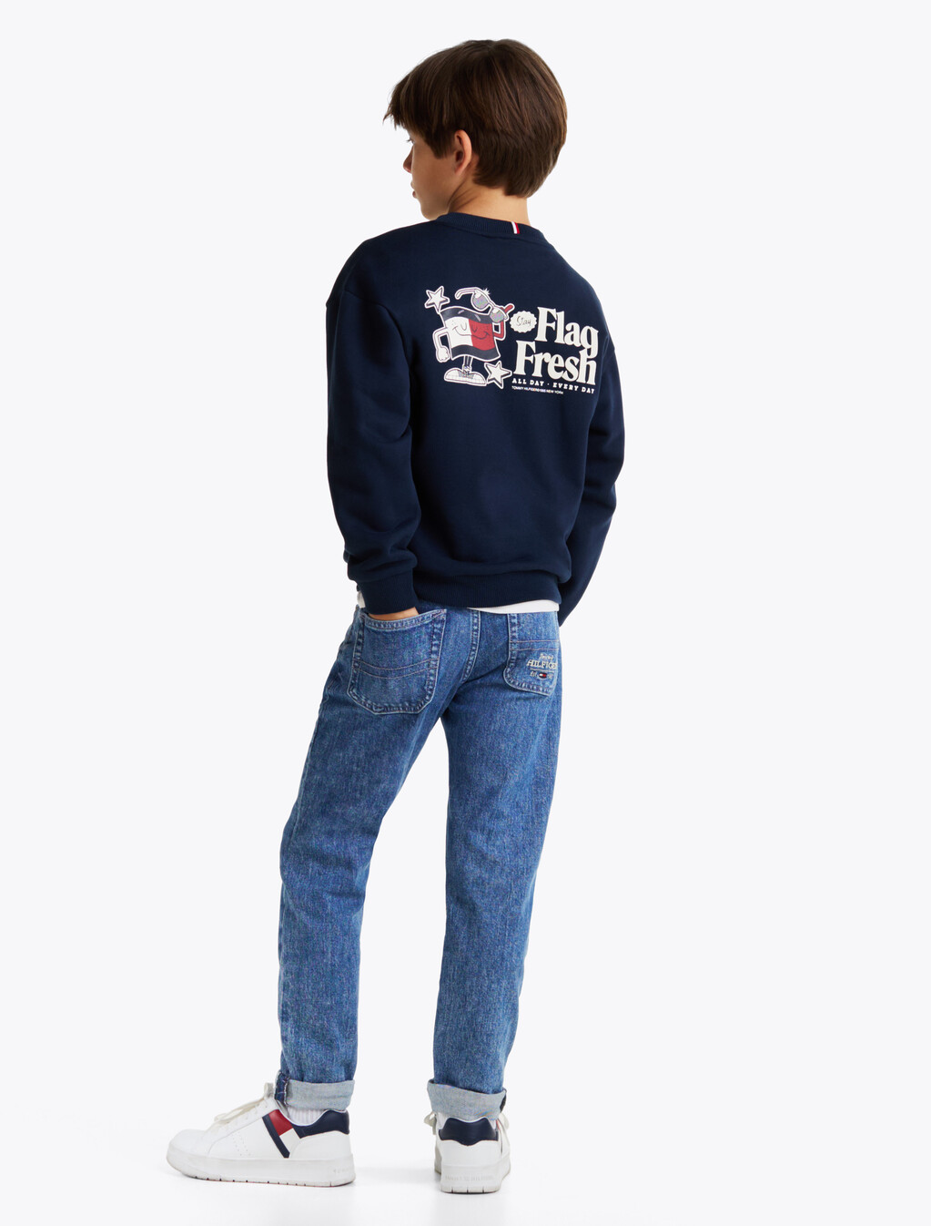 Flag Back Slogan Sweatshirt, Dark Night Navy, hi-res
