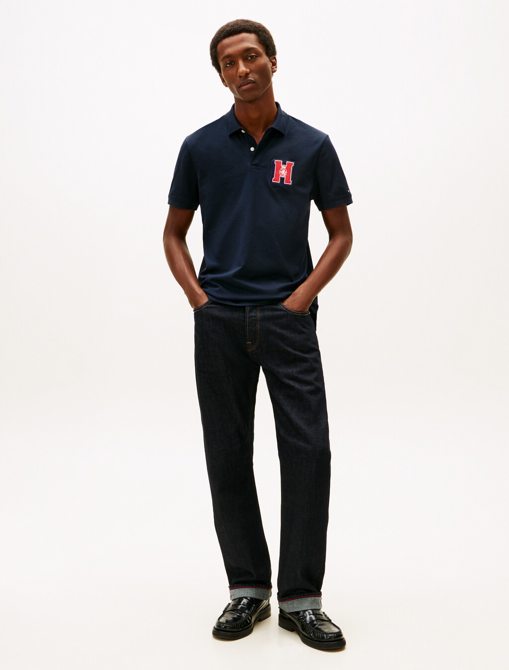 Regular Fit Appliqu&eacute; Honeycomb Polo Shirt, Desert Sky, hi-res