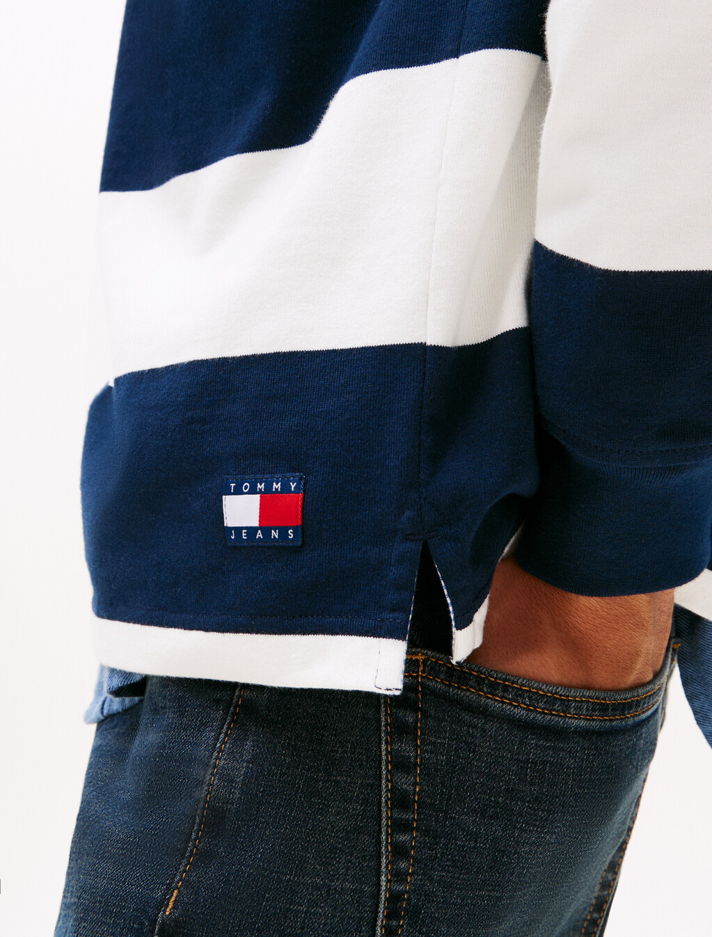 Heritage 寬版條紋橄欖球衫, Dark Night Navy Stripe, hi-res