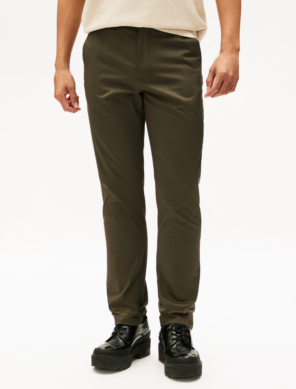 Denton 棉緞梭織長褲, Army Green, hi-res