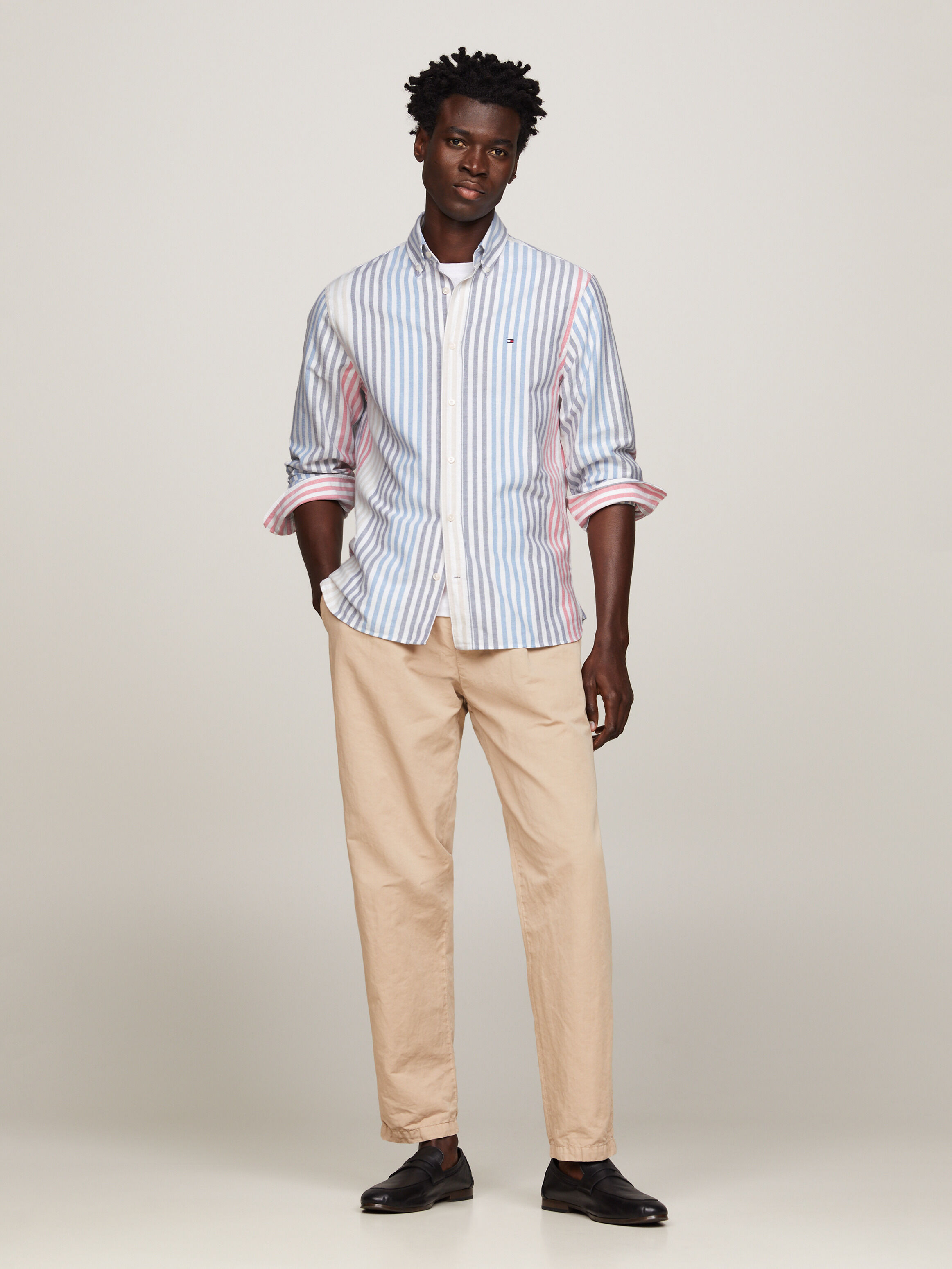 Global Stripe Ithaca Regular Oxford Shirt blue Tommy Hilfiger
