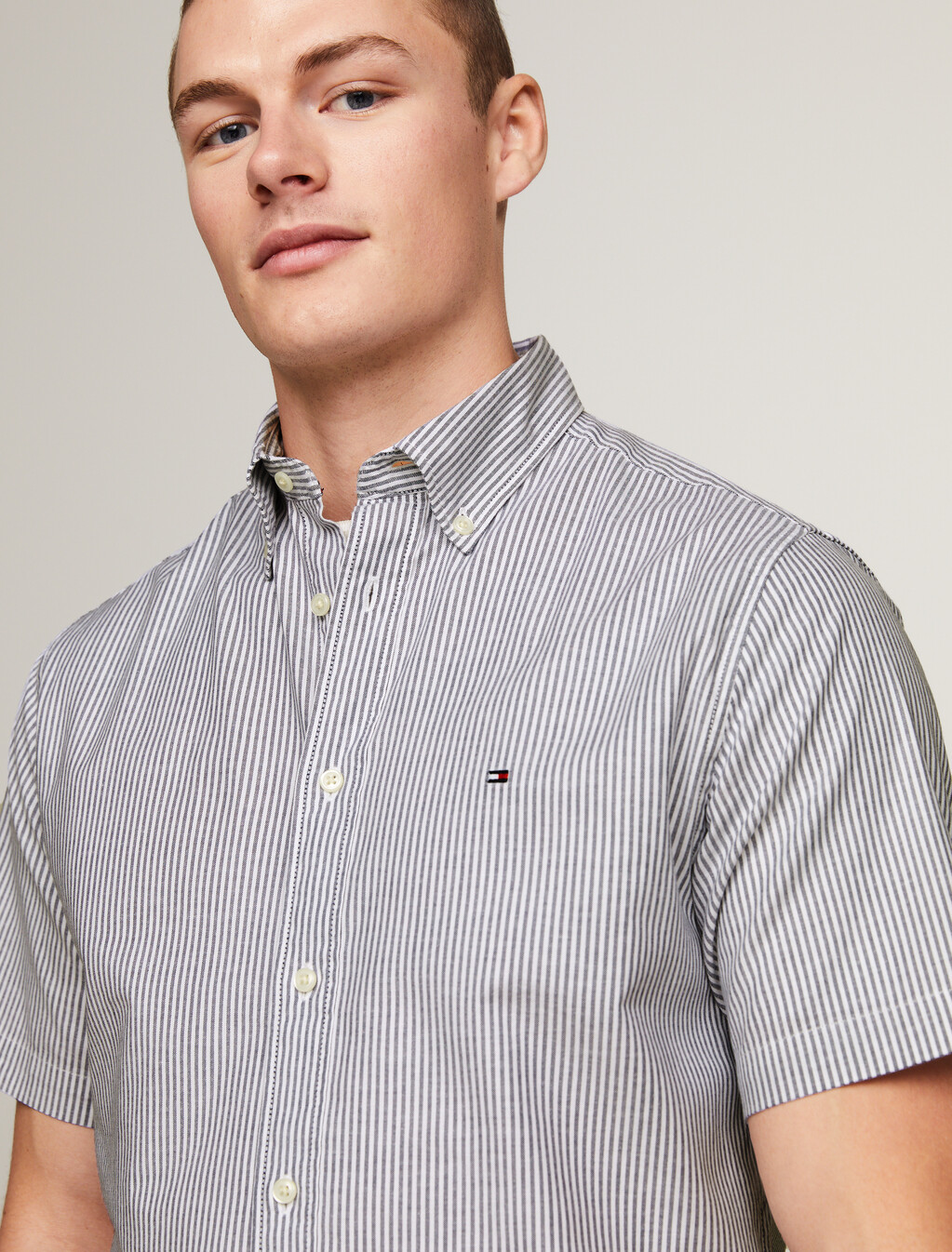 Flag Stripe Short Sleeve Shirt, Carbon Navy / Optic White, hi-res