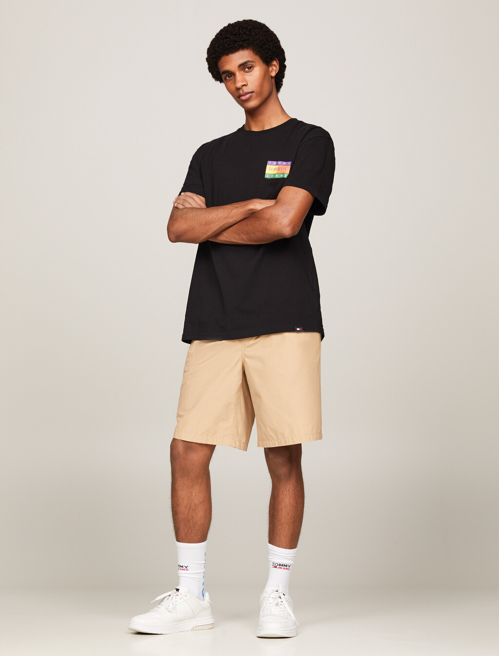Oversized Serif Flag Back Logo T-Shirt, Black, hi-res