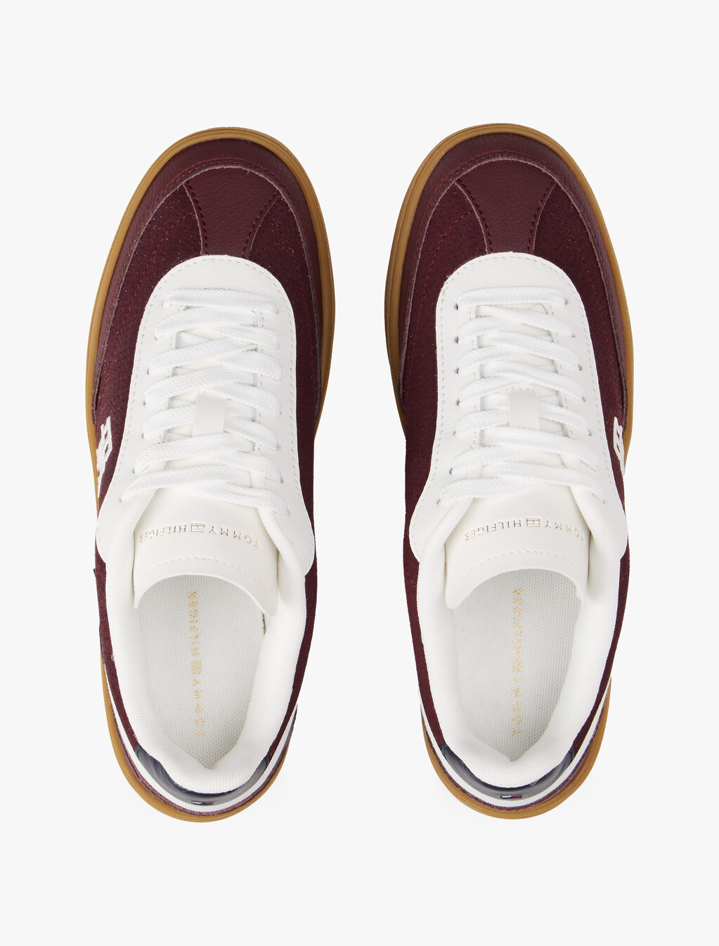 TH Monogram Colour-Blocked Trainers, Burgundy Velvet/Ecru, hi-res
