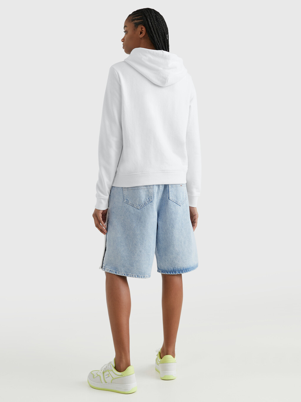Tommy Jeans Logo Linear Hoodie, White, hi-res