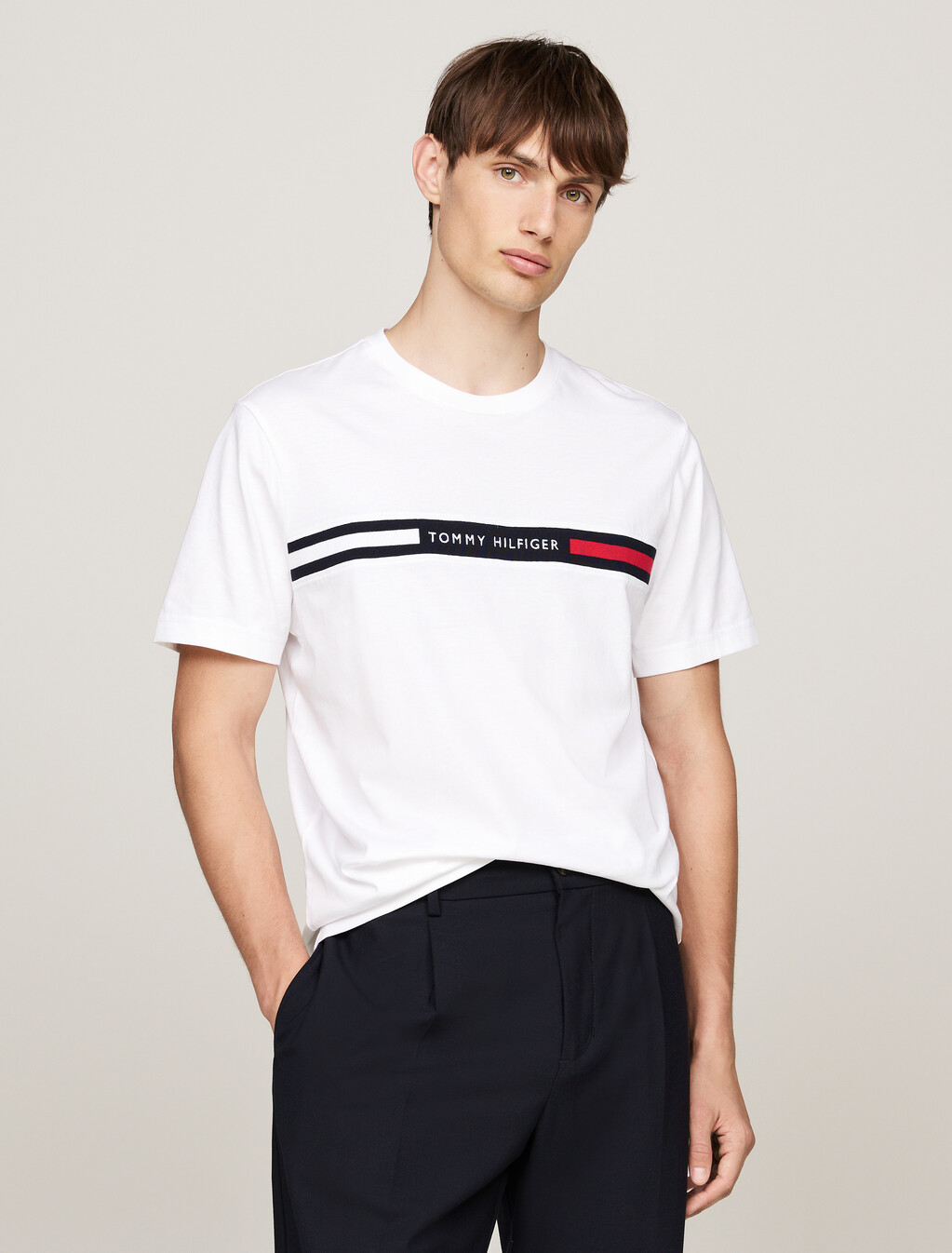 Chest Logo Insert T-Shirt, White, hi-res