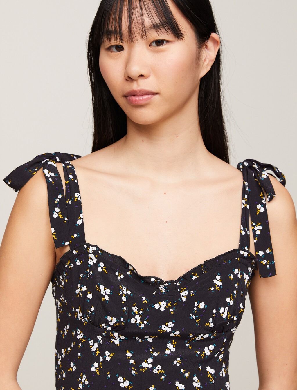 Floral Print Ruffle Midi Dress, Spring Floral, hi-res