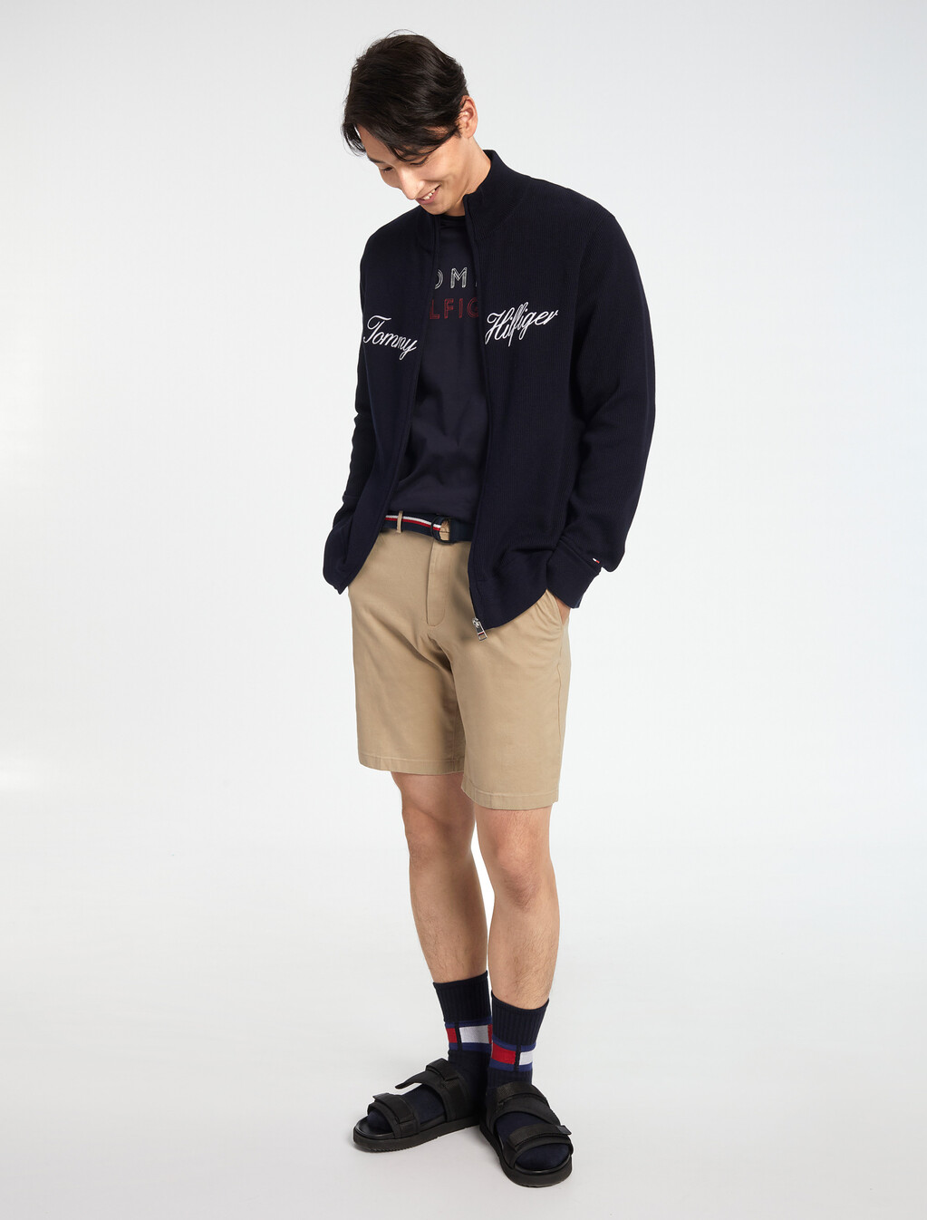 Essential Brooklyn Organic Cotton Twill Shorts With Belt, Beige, hi-res