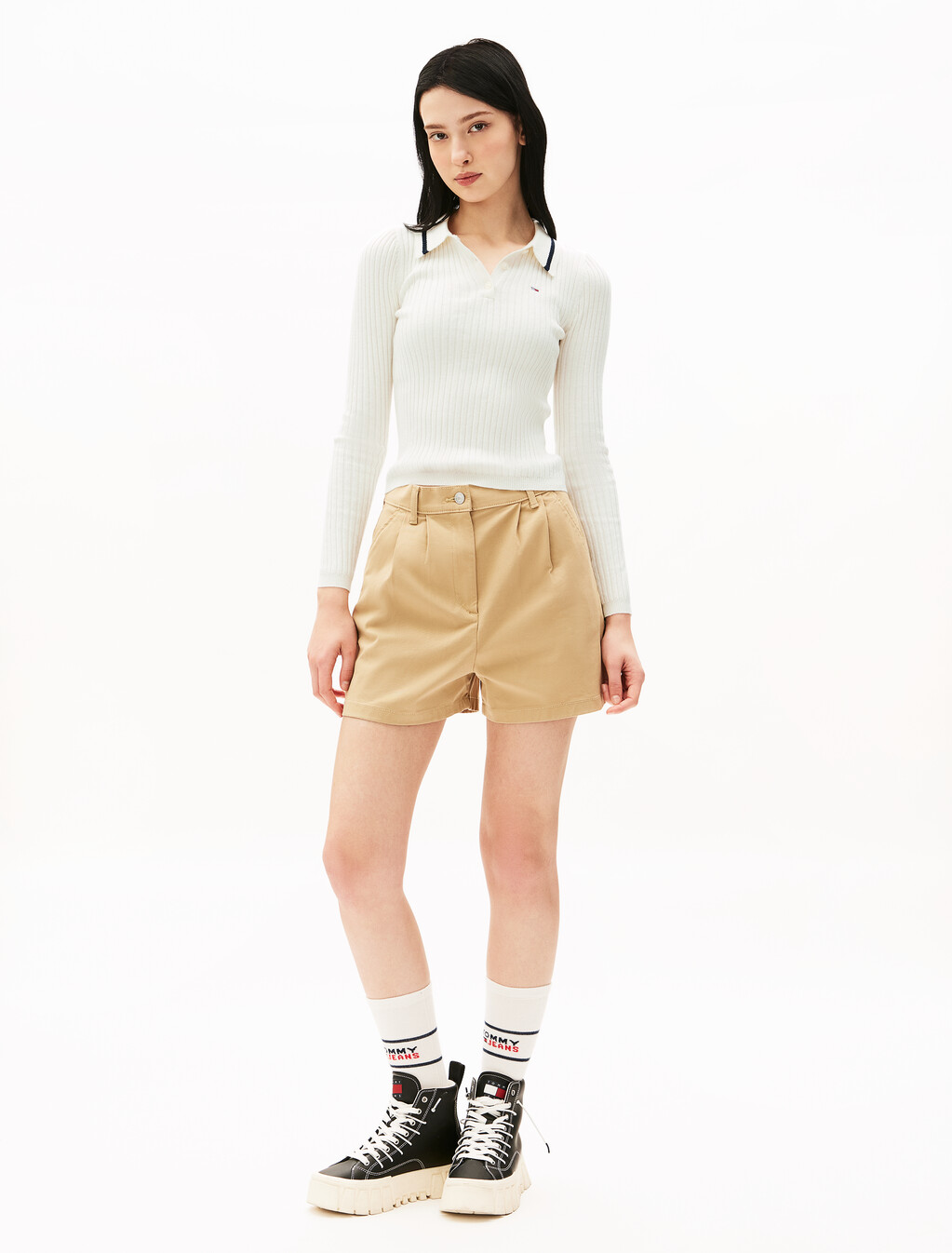 基本款羅紋針織 Polo 衫, Ancient White, hi-res