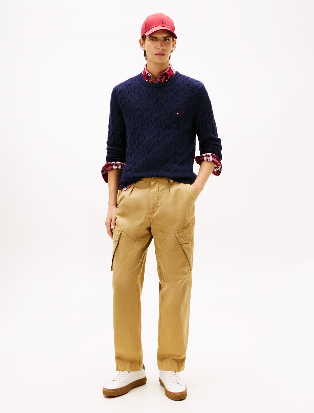 Pure Wool Cable Knit Jumper, Desert Sky, hi-res