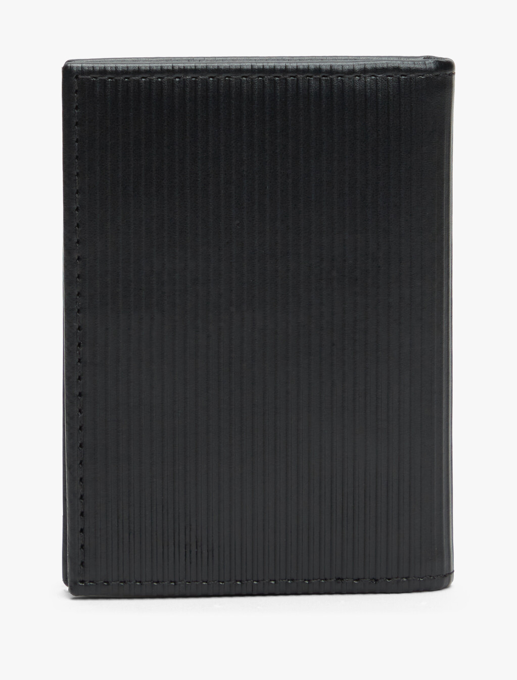 Hilfiger 旗幟羅紋皮革票卡短夾, Black, hi-res