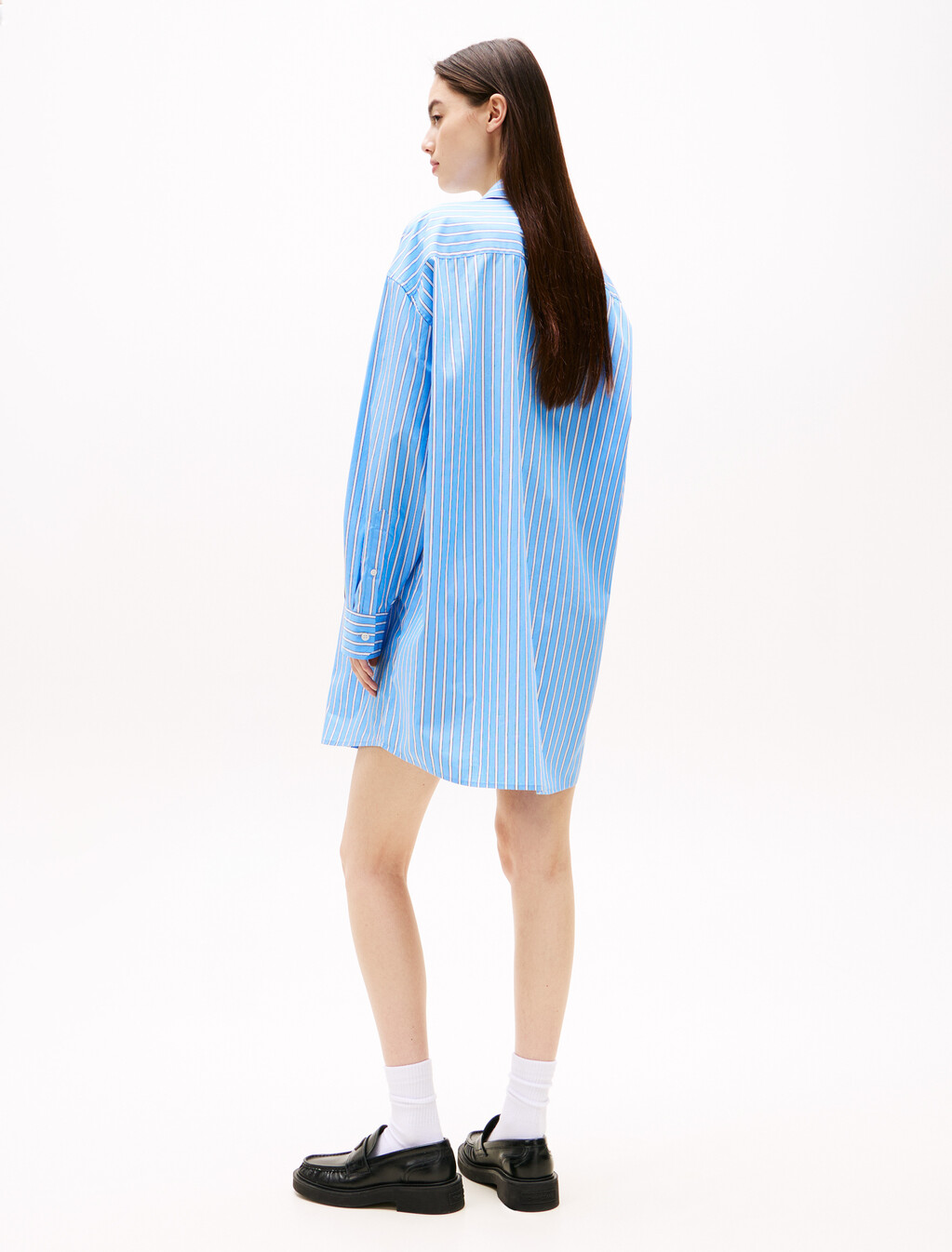 TJW OVS MN SHRT DRSSEcr / Bl Strp, Ecru / Blue Stripe, hi-res