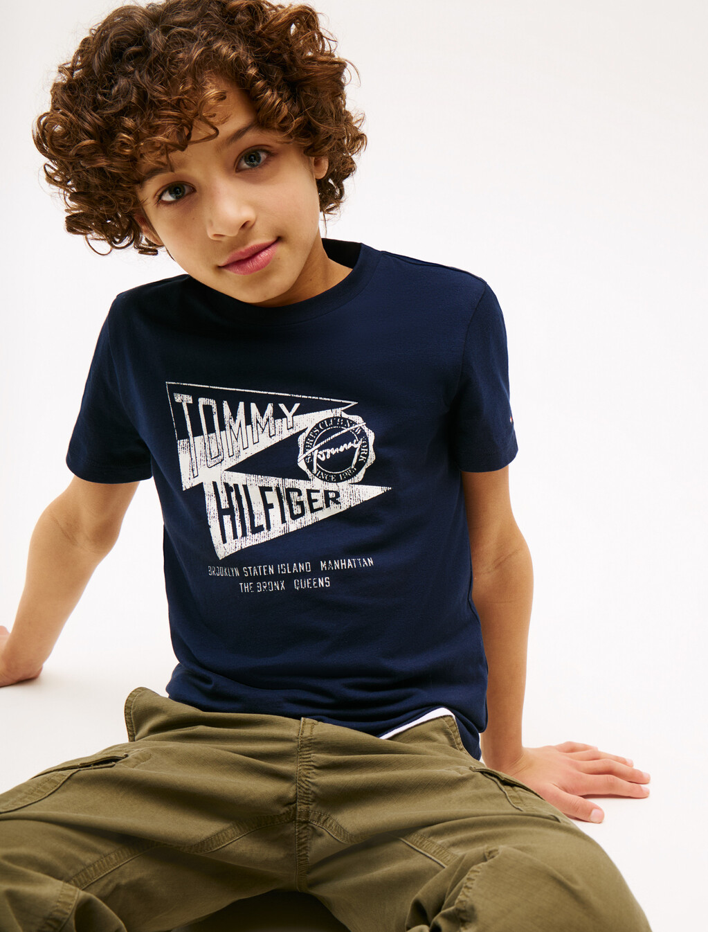 紋理感印花圖案 T 恤, Dark Night Navy, hi-res