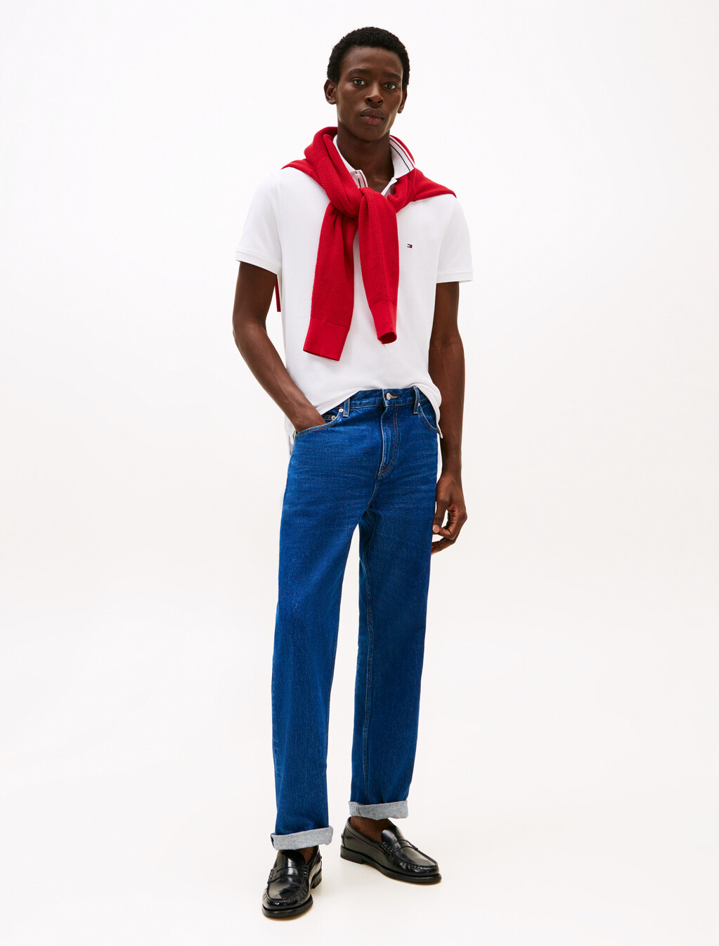 Regular Fit Tipped Collar Polo Shirt, White, hi-res