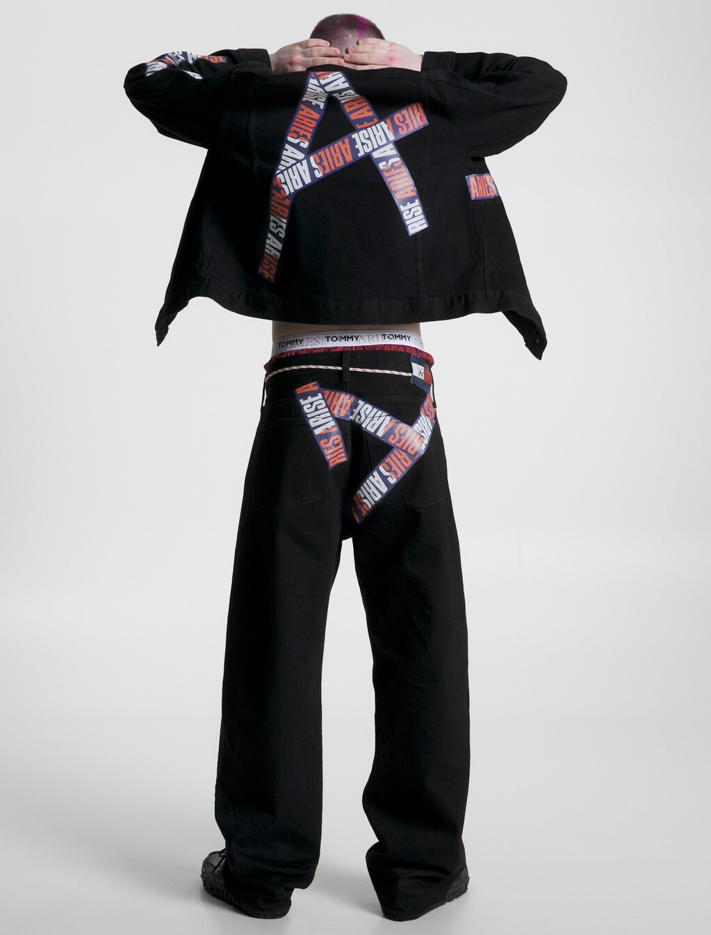 Tommy X Aries 飾帶牛仔外套, Washed Black, hi-res