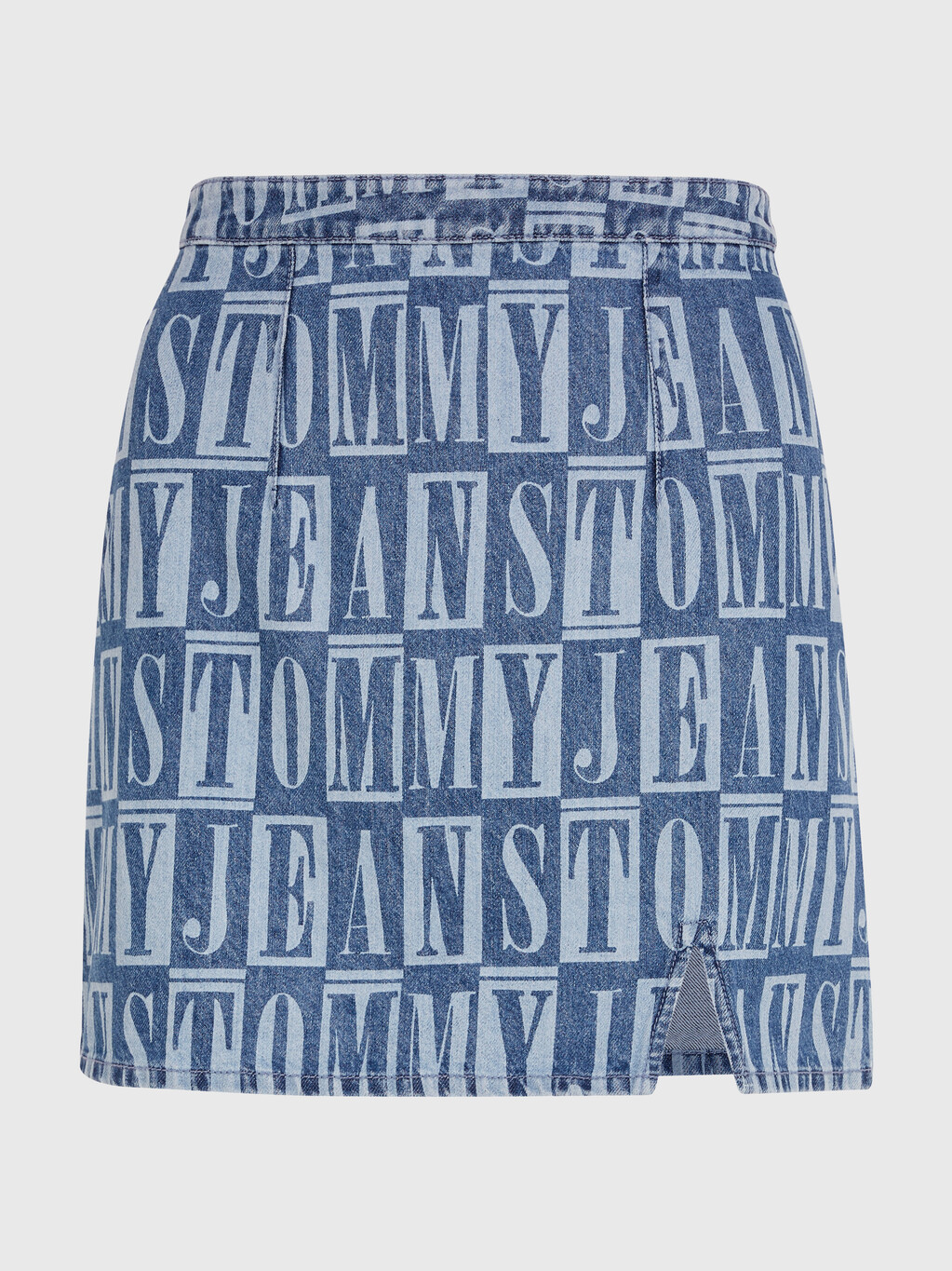 Spell Out Print Denim Mini Skirt, Denim Spellout Print, hi-res