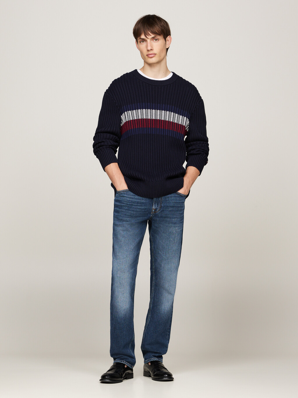 Chunky Rib-Knit Relaxed Jumper, Desert Sky, hi-res