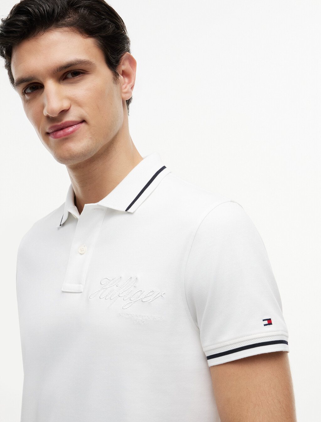 Regular Fit Tipped Polo Shirt, White, hi-res