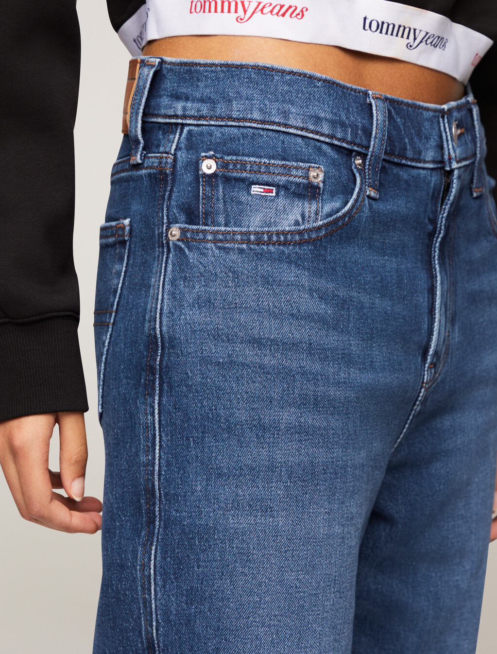 Betsy 中腰寬鬆牛仔褲, Denim Dark, hi-res