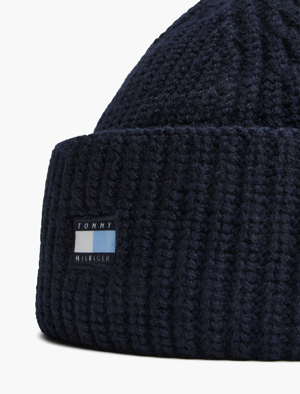 Tonal Flag Pure Wool Beanie, Navy Blue, hi-res