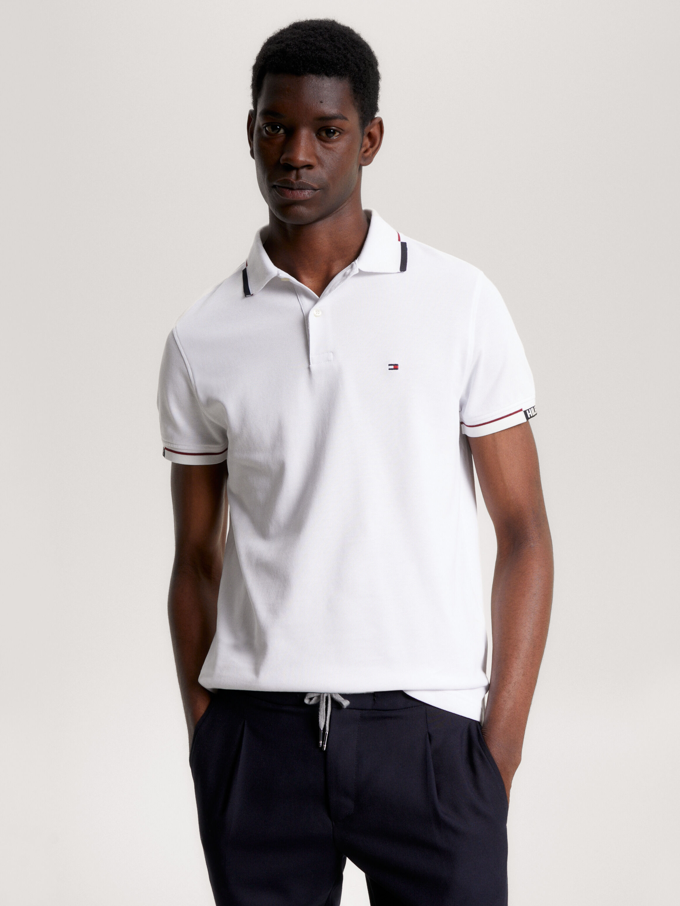 Tommy hilfiger tipped slim fit outlet polo
