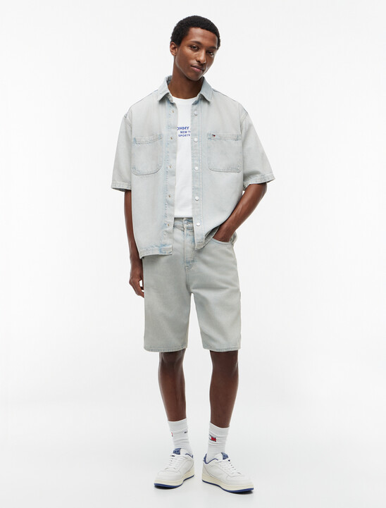 Short Sleeve Utility Denim Shirt
