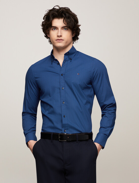 Stretch Micro Print Slim Shirt