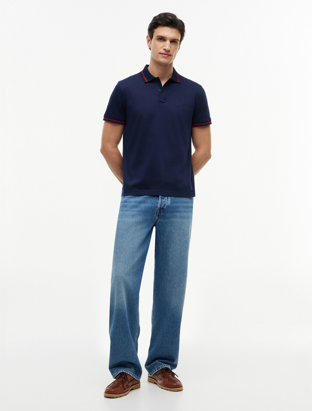 Regular Fit Tipped Polo Shirt, Carbon Navy, hi-res
