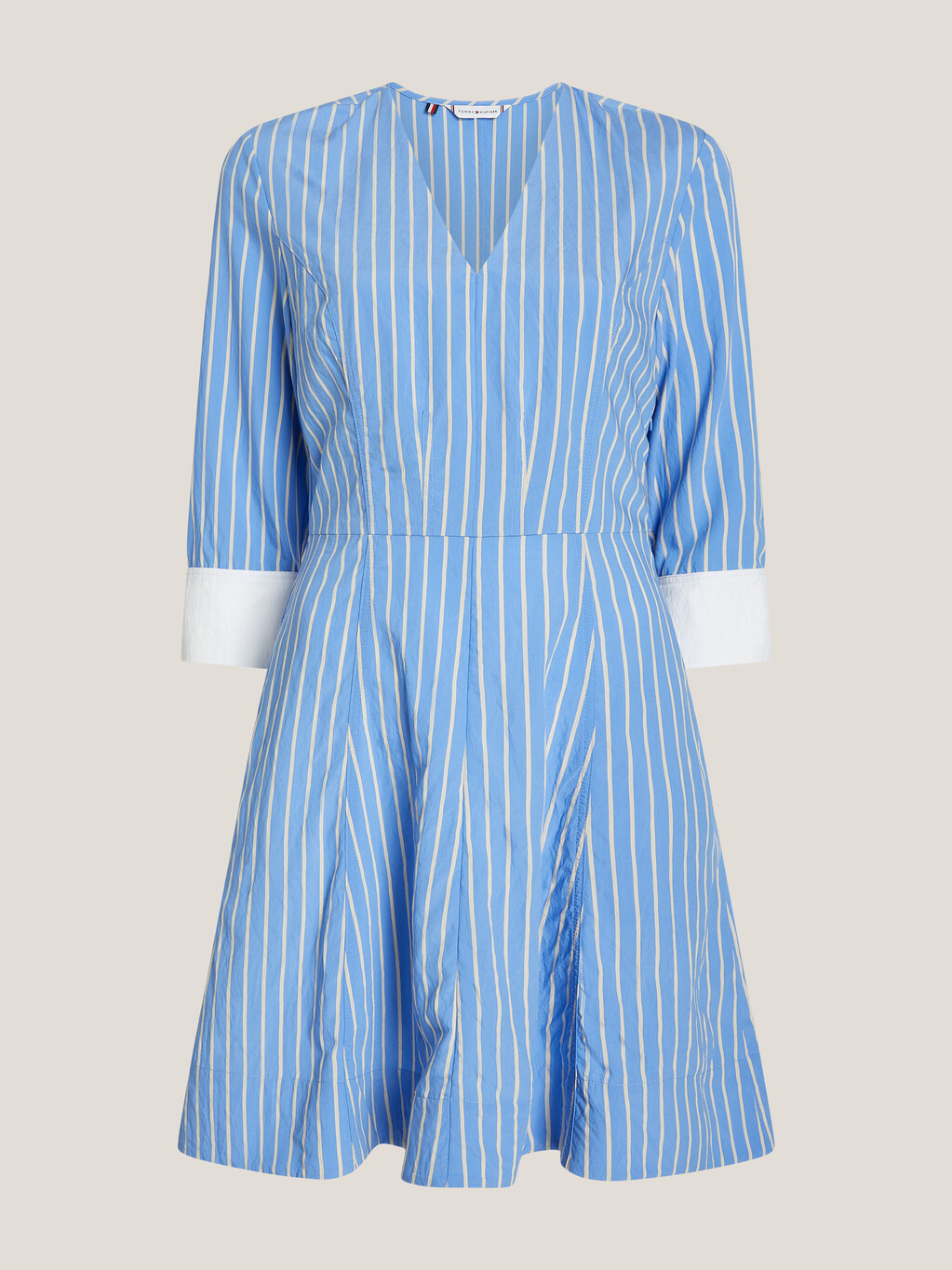 Stripe Fit and Flare Dress, Stripe/ Vessel Blue, hi-res