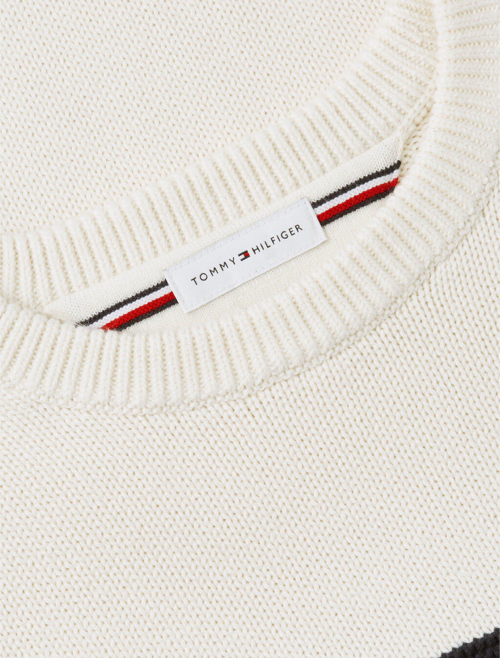 Intarsia Flag Crew Neck Jumper, Ivory Petal, hi-res