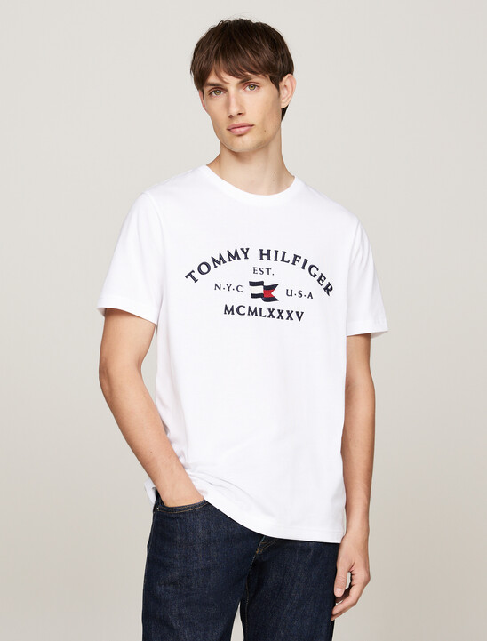 Logo Embroidery T-Shirt, White Logo Embroidery T-Shirt