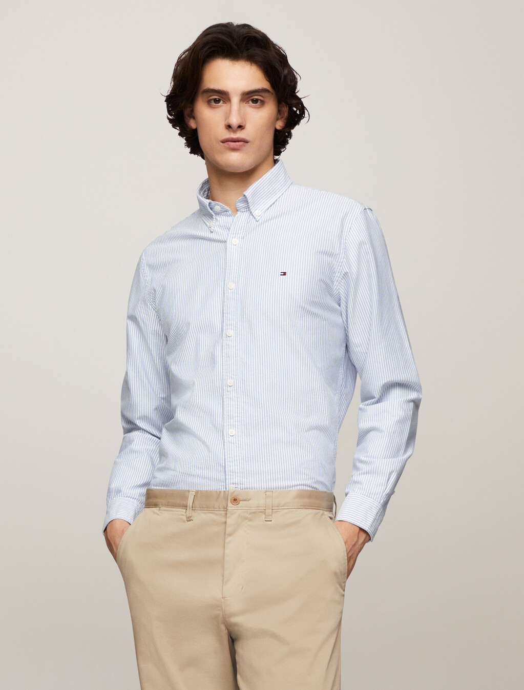 Stripe Organic Cotton Oxford Shirt, Shirt Blue / White, hi-res