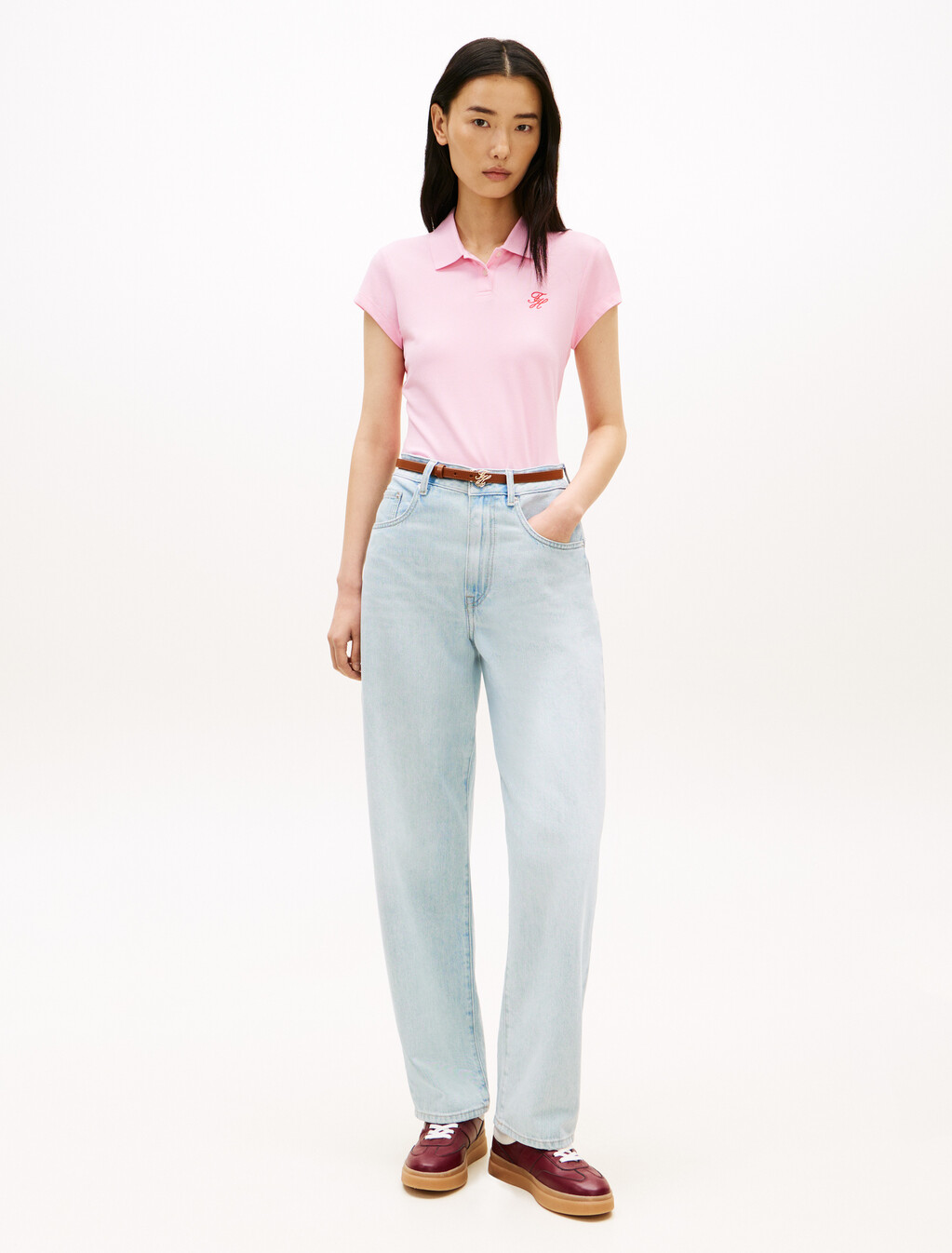 1985 Slim Fit Logo Embroidery Polo Shirt, Classic Pink, hi-res