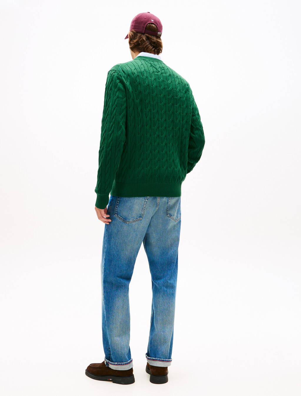 Cable Knit Crest Sweater, Ornamental Green, hi-res