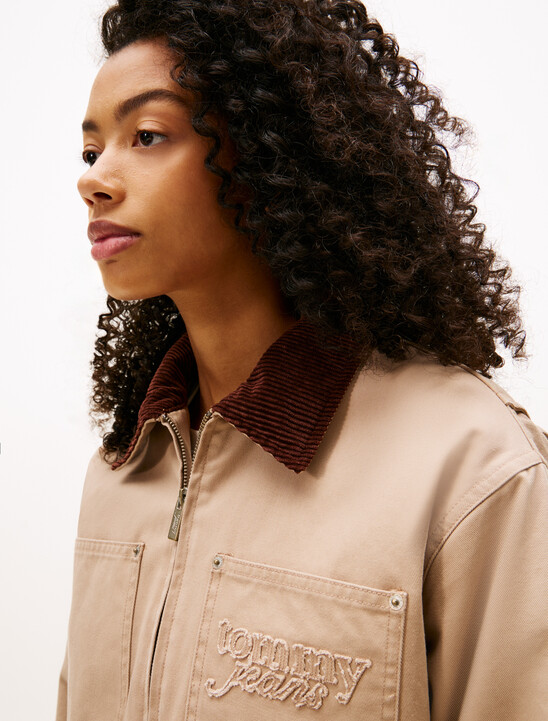 Logo Appliqué Padded Cropped Coach Jacket