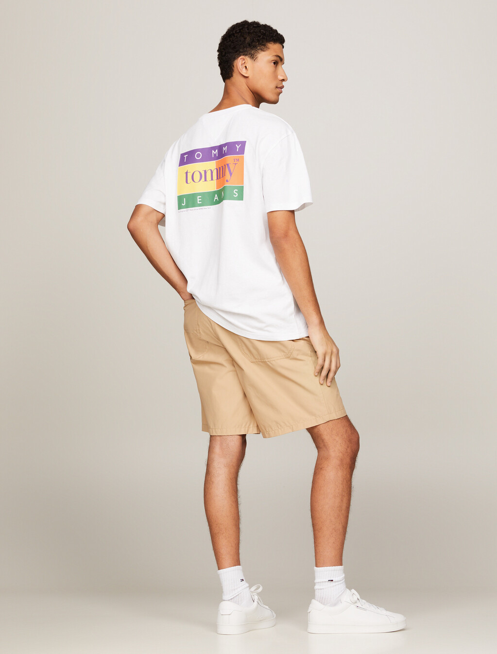 Oversized Serif Flag Back Logo T-Shirt, White, hi-res