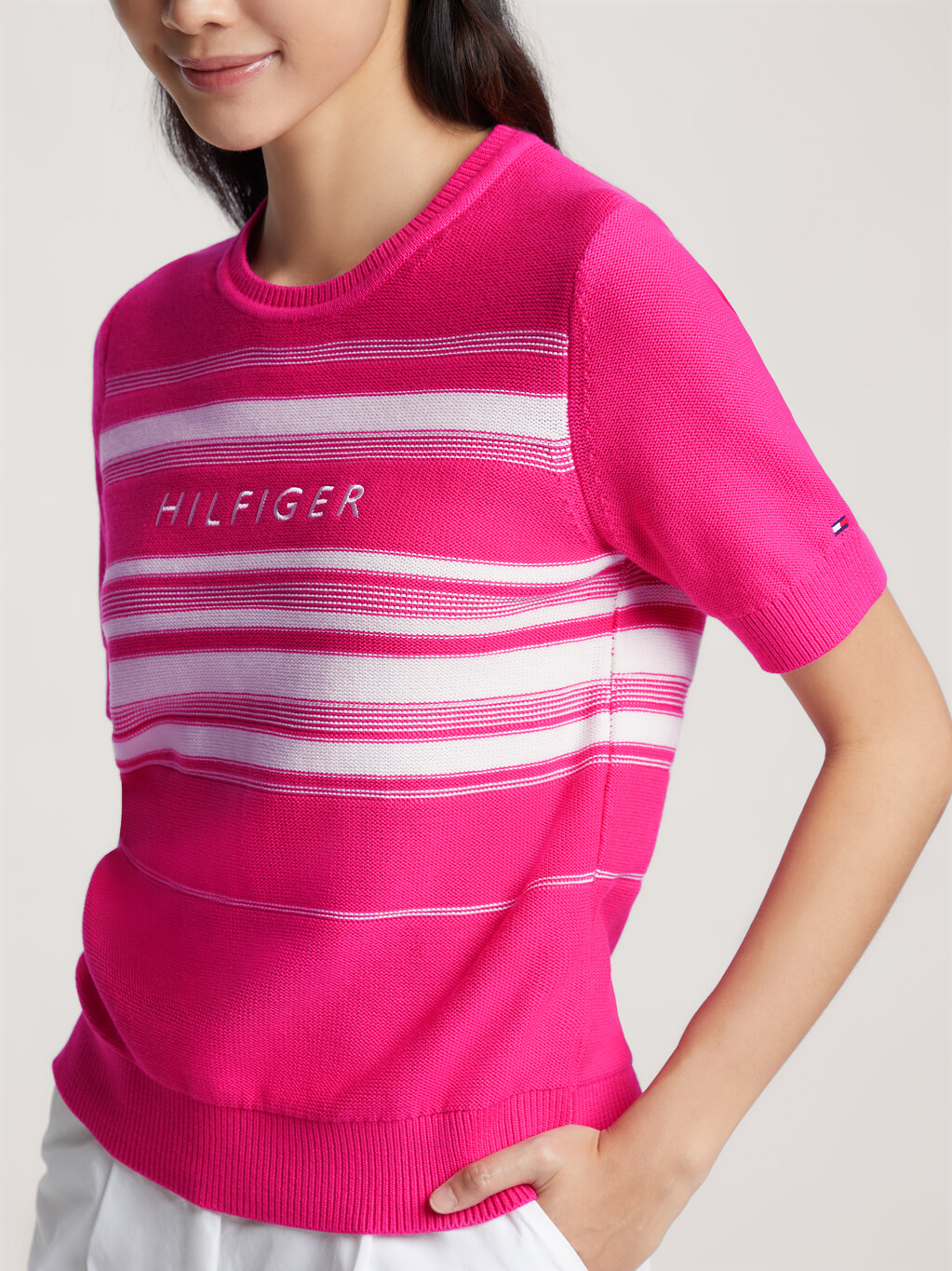 Stripe Graphic Sweater, Banker Stp Bright Cerise, hi-res
