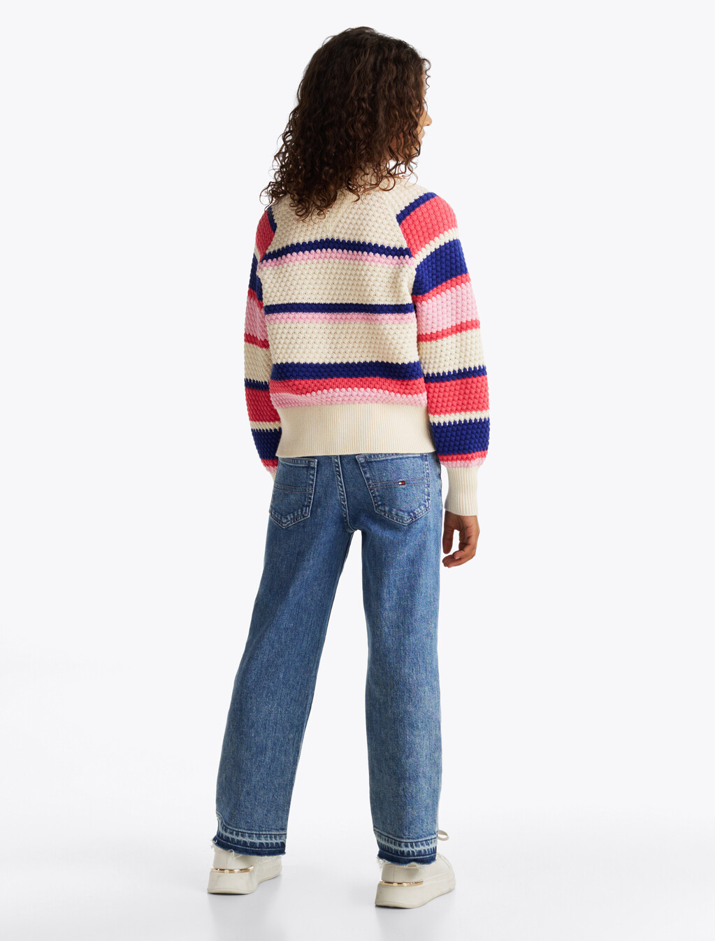 Girls Color Block Stripe Sweater, Multi Stripes, hi-res