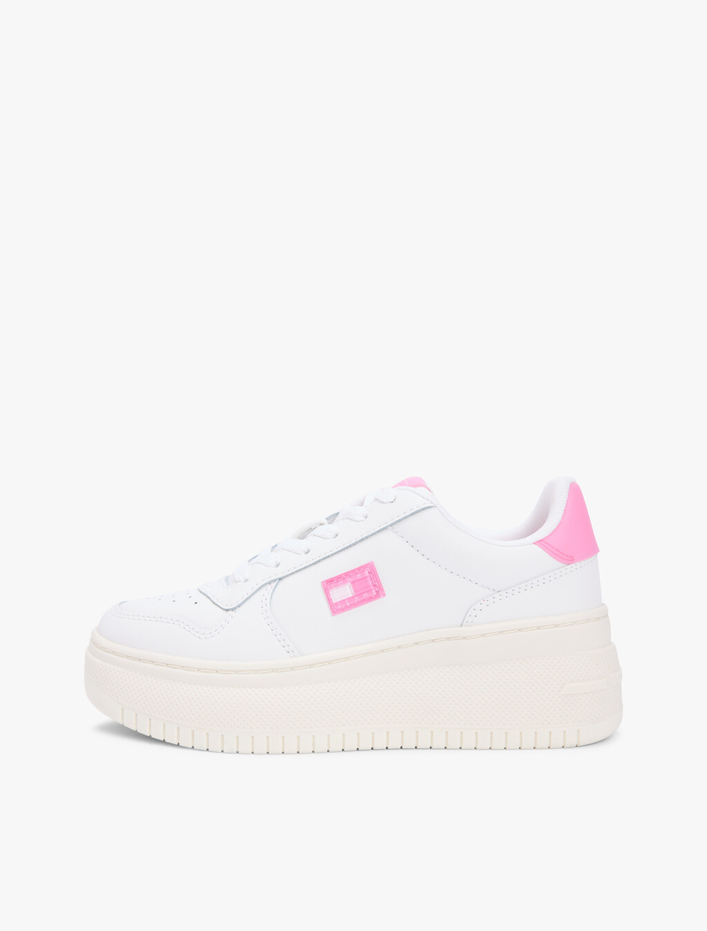 Fine Cleat Platform Basketball Trainers With Leather, Ecru/Synthetic Blush, hi-res