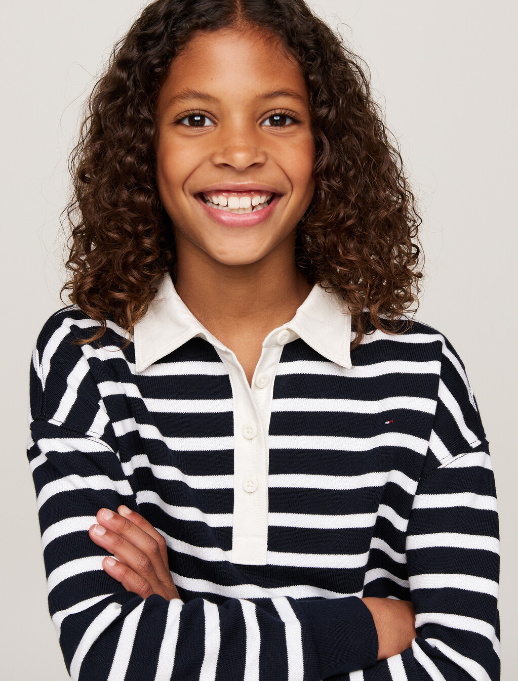 Breton Stripe Relaxed Polo Sweatshirt, Desert Sky Stripe, hi-res