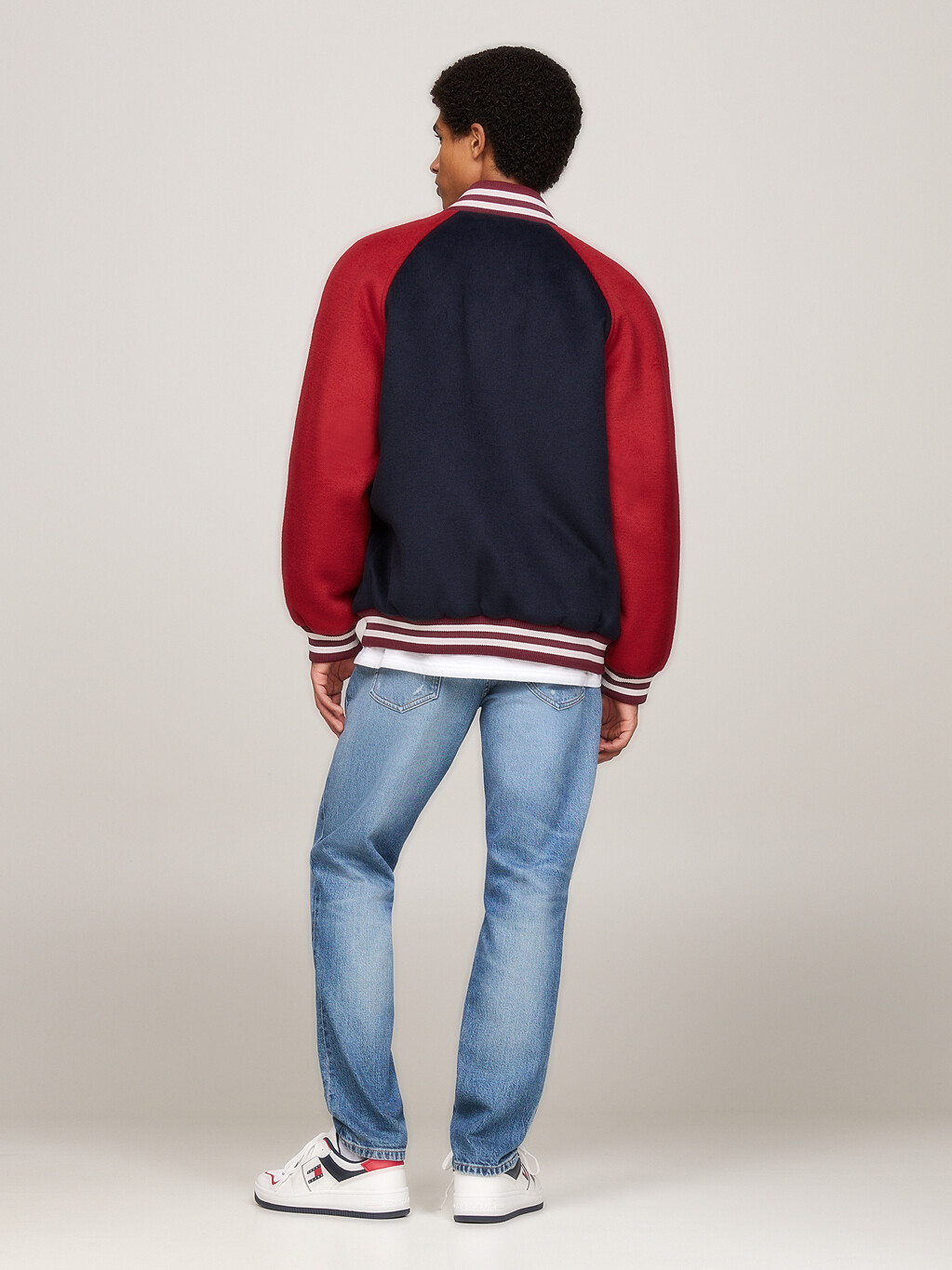 Embroidery Bomber Jacket With Wool, Dark Night Navy / Regatta Red, hi-res