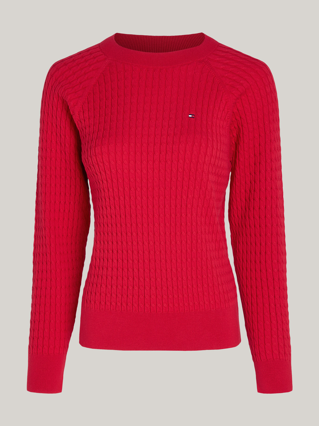 Cable Knit Relaxed Fit Jumper, Primary Red, hi-res