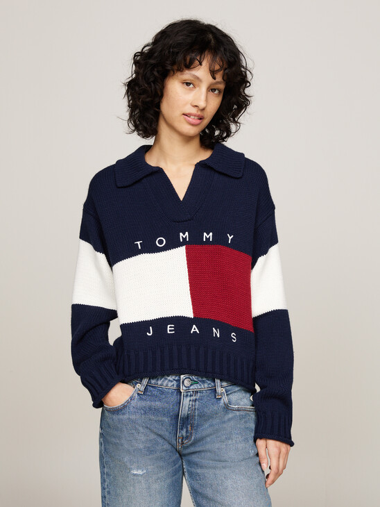 Rugby Collar Boxy Jumper With Wool