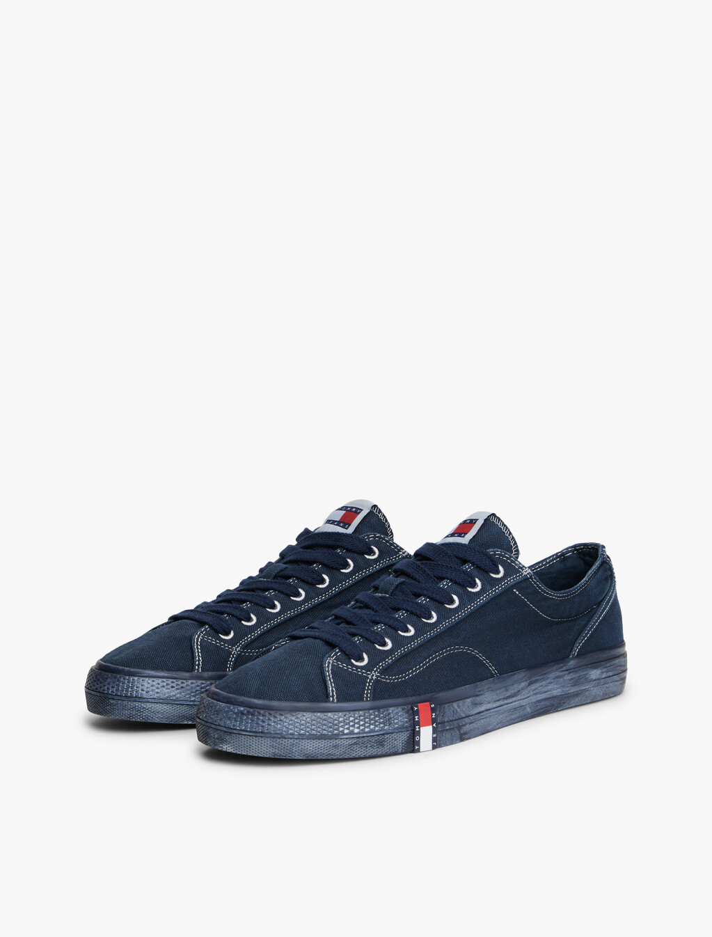 Archive Flag Stripe Washed Canvas Trainers, Dark Night Navy, hi-res