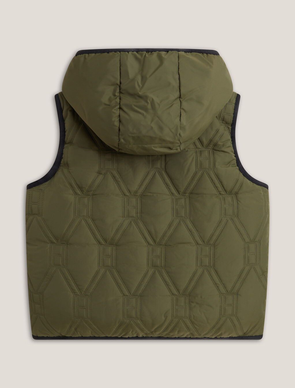 Boys Hilfiger Quilted Vest With Hood, Utility Olive, hi-res