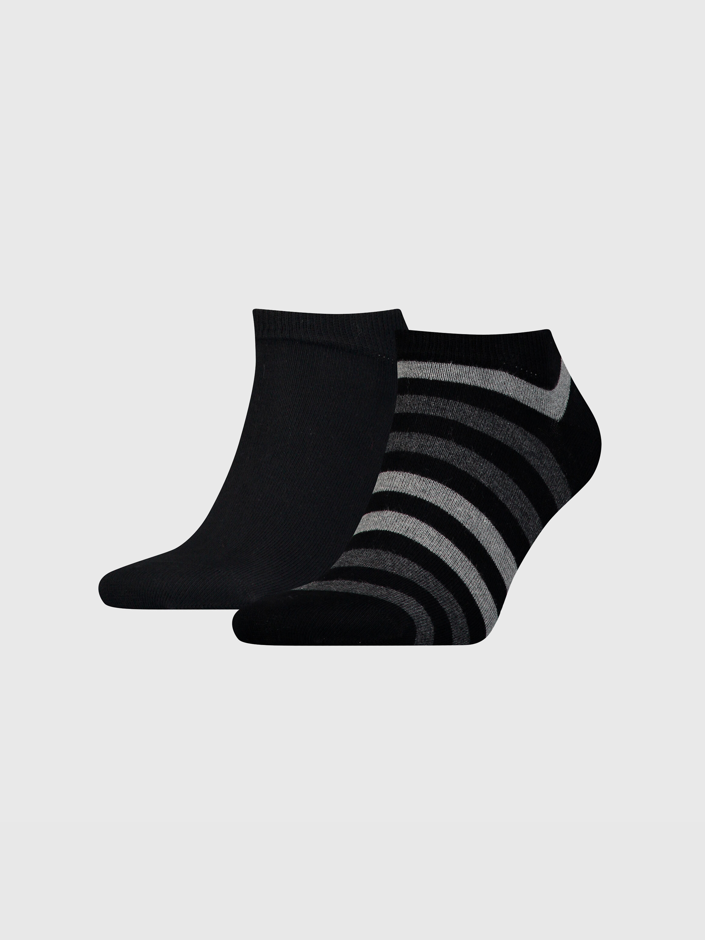 兩色條紋運動鞋型船襪 black